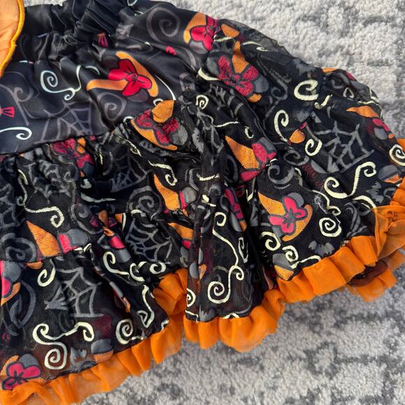 Disney Parks Minnie Mouse Witch Hat Black Orange Ruffled Tutu Skirt Youth Size M - Picture 2 of 7